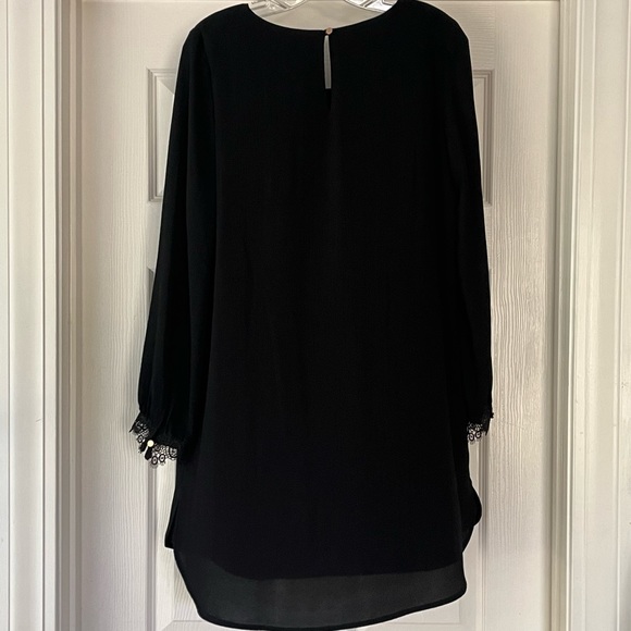 A New Day black crepe long-sleeve lace-trimmed dress, XS - Picture 2 of 6